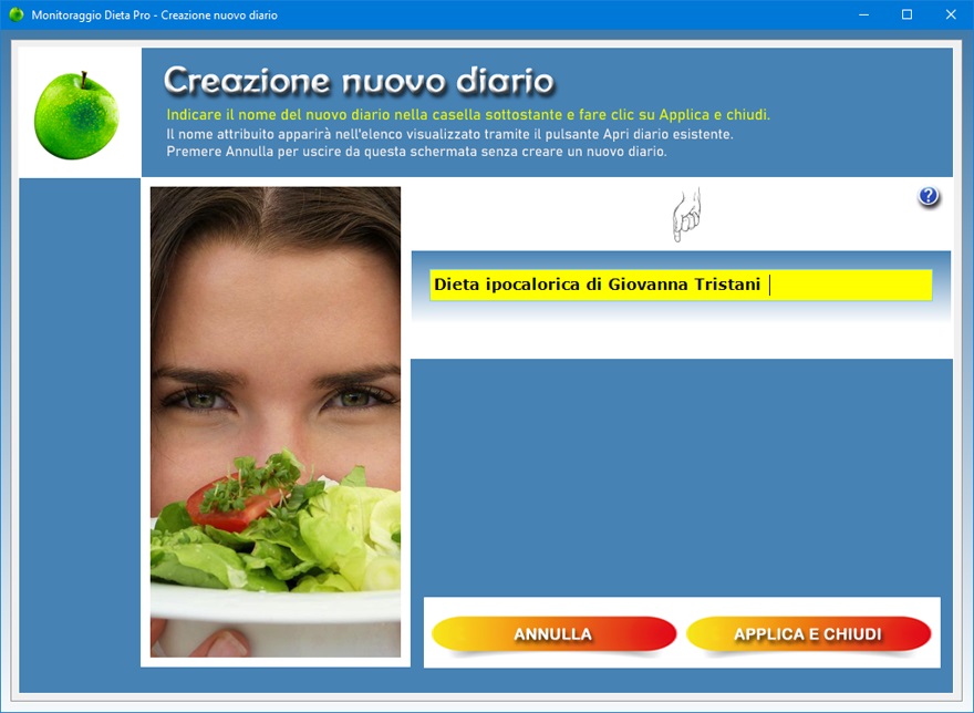 Diario Alimentare OK - Software utile a chi è a dieta per creare diari  alimentari in cui annotare il peso giornaliero e le calorie assunte nei  pasti quotidiani