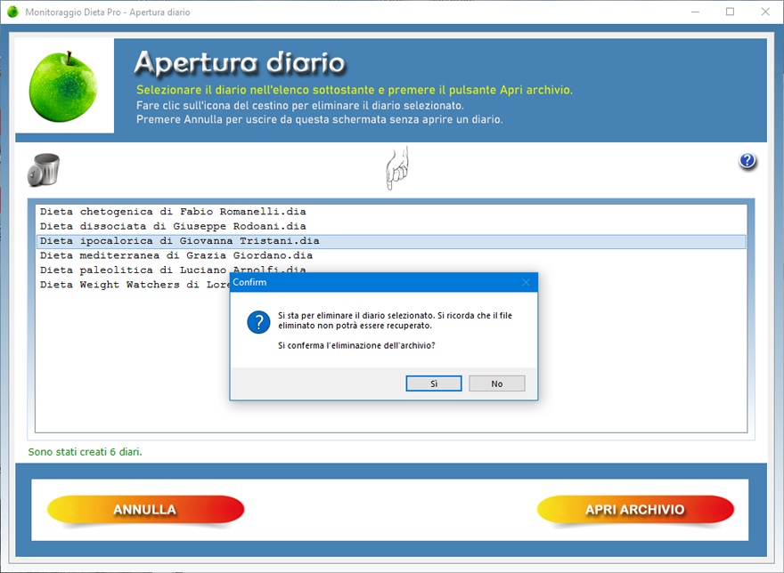 Diario Alimentare OK - Software utile a chi è a dieta per creare diari  alimentari in cui annotare il peso giornaliero e le calorie assunte nei  pasti quotidiani