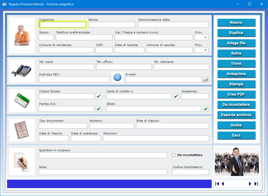 Registro Presenze Mensili - Software per registrare le presenze