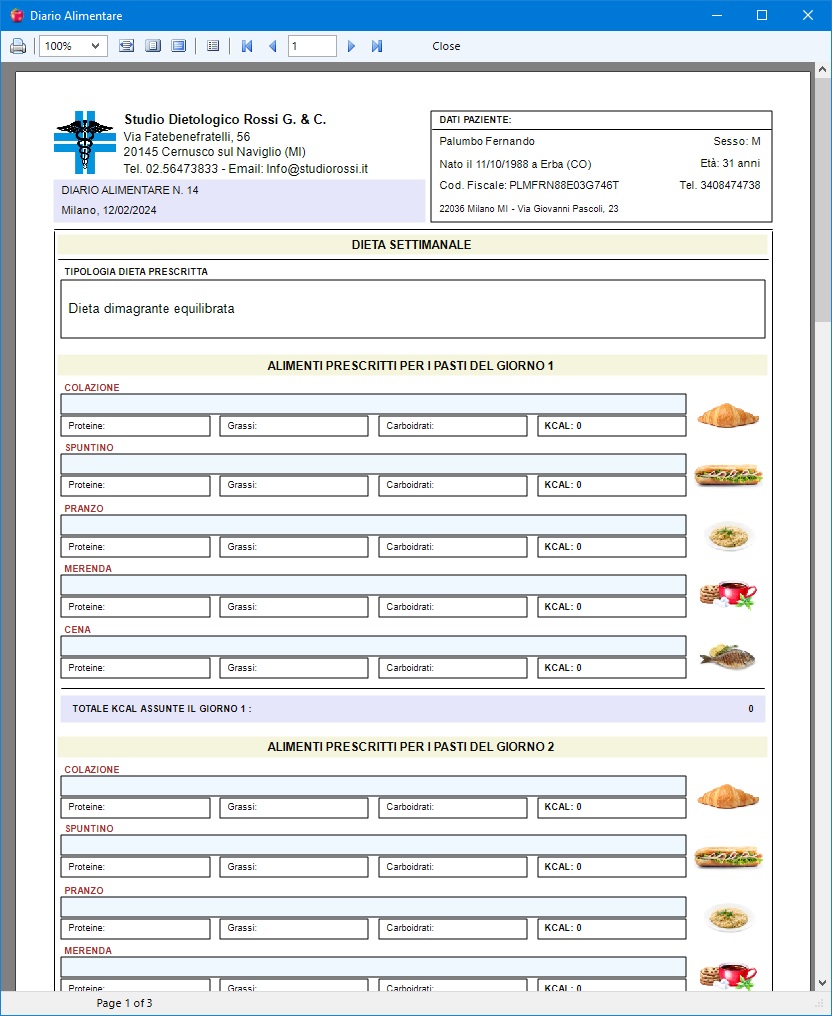 Studio Dietologico Pro Software Rivolto Ad Ambulatori Di Dietologia Per Gestire Anamnesi Nutrizionali Diari Alimentari Appuntamenti Con I Pazienti E L Emissione Di Fatture